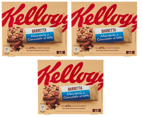 Kellogg's Barretta Mandorle E Cioccolato Al Latte Barre Chocolatée (4 X 32 G) 128 G Avec 41 % De Fruits Secs