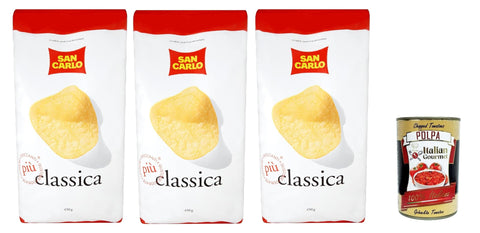San Carlo Classica Lot De 3 Chips De Pommes De Terre Salées 450 G + Polpa Italian Gourmet 400 G