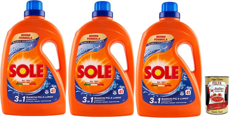 Sole Bianco Splendente Lessive Liquide Pour Machine À Laver Protège La Couleur Et Élimine Les Taches À Basse Température, 41 Lavages, 3 X 1845 Ml + Italian Gourmet Polpa 400 G