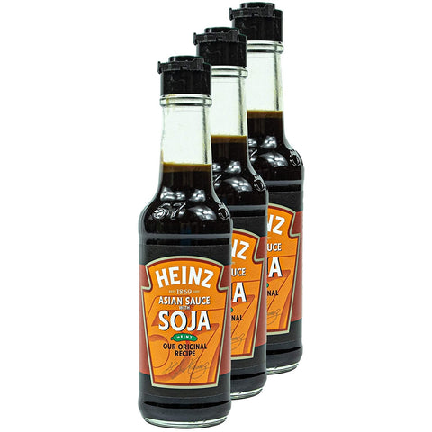 Heinz - Lot De 3 Sauces Soja Asiatiques Sucrées Dans Une Bouteille En Verre De 150 Ml - Sauce Soja À Base De Soja Et Avec Fines Herbes Et Épices