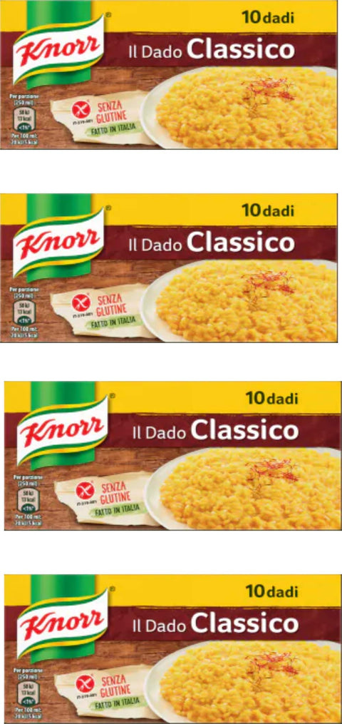 Knorr: Classico Lot De 4 Boîtes De 10 Cubes De Bouillon, Goût Classique, 10 G Par Cube, Importation Italienne