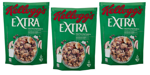 Kellogg's Extra Frutta E Frutta Secca Lot De 3 Flocons D'avoine Croustillants Avec Fruits Déshydratés 375 G