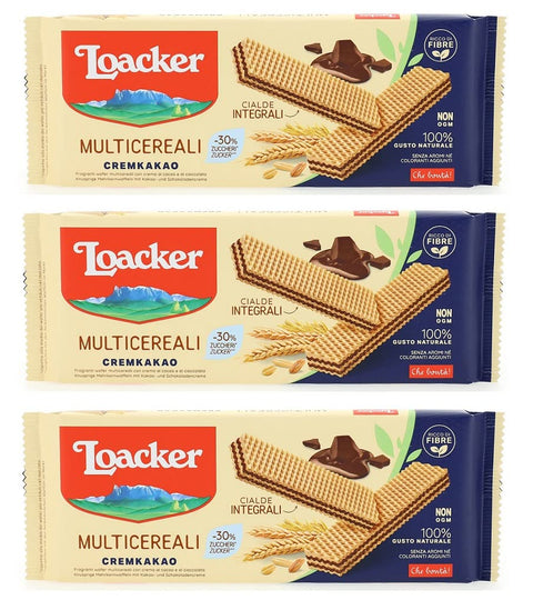 Lot De 3 Gaufres Multi-Céréales Avec Crème Au Chocolat Et Crème De Cacao Avec Farine De Blé Entier 175 G