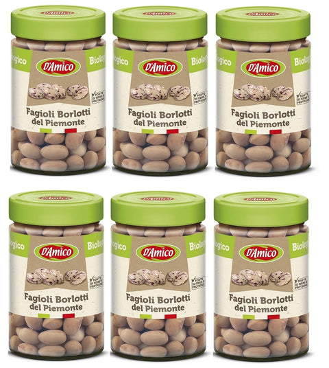 D'amico Fagioli Borlotti Del Piemonte Lot De 6 Haricots Bio Bio Borlotti Du Piémont Haricots Cuits En Italie 310 G