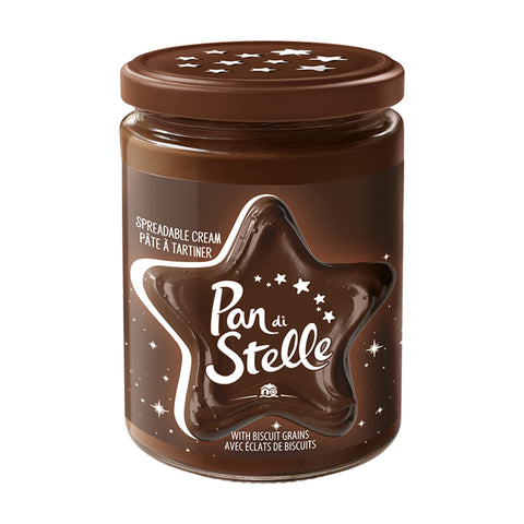 Pan Di Stelle, Pâte À Tartiner Chocolat/Noisettes Garnie D'éclats De Biscuits Pan Di Stelle Pour Un Moment De Rêve, Sans Graisses Hydrogénées Ni Colorants - 1 Pot De 380 G