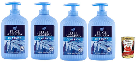 Felce Azzurra Sapone Liquido Classico Savon Liquide Au Parfum Incomparable Idéal Pour Les Mains Et Le Visage 4 X 300 Ml + Italian Gourmet Polpa 400 G