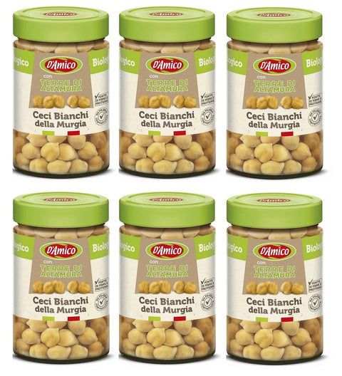 6 X D'amico Con Terra Di Altamura Ceci Bianchi Della Murgia Pois Chiches Blancs De Murgia Avec Terre D'altamura Pois Chiches Biologiques Cuits 310g D'origine Italienne