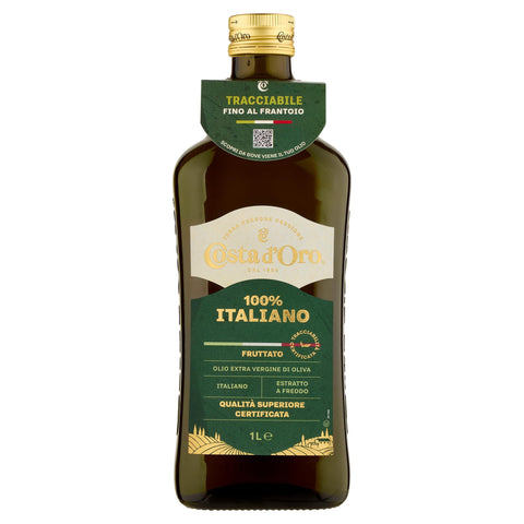 Costa D'oro Huile D'olive 100 % Italiano Fruttato Olio Extra Vergine Di Oliva Natives Extra 1 Lt Huile Comestible Uniquement Avec Olive Italienne