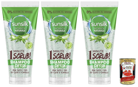 Sunsilk Lot De 3 Shampoings Détoxifiants À L'aloe Vera Pour Cuir Chevelu Et Cheveux Déshydratés + Polpa Italien Gourmet 400 G