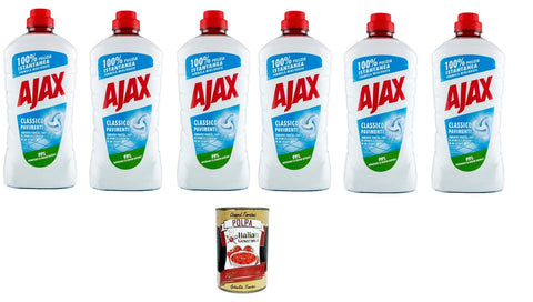 Lot De 6 Nettoyants Ajax Classic Pour La Fraîcheur Et La Propreté, Formule 93 % Biodégradable, 950 Ml + Polpa Italien Gourmet 400 G