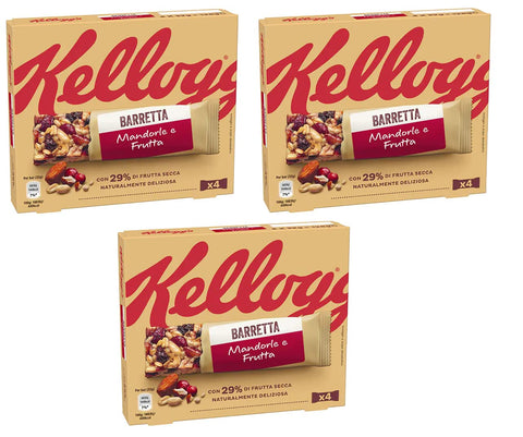 Kellogg's Barretta Mandorle E Frutta Lot De 3 Barres D'amande Et De Fruits (4 X 32 G) 128 G Avec 29 % De Fruits Secs