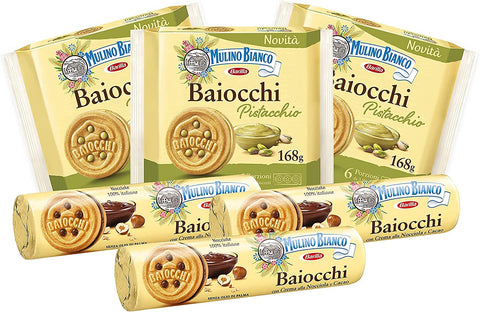 Mulino Bianco - Baiocchi Maxi Mix - Biscuits Au Cacao Et Paquet De Biscuits À La Pistache - 168 G