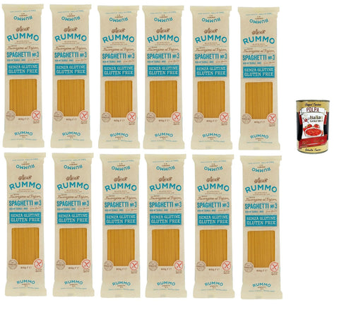 Rummo Pasta Spaghetti N° 3 Senza Glutine, Gluten Free, 100% Pâtes Italiennes De Pâtes-Gluten 12x 400g+ Italian Gourmet Polpa 400g