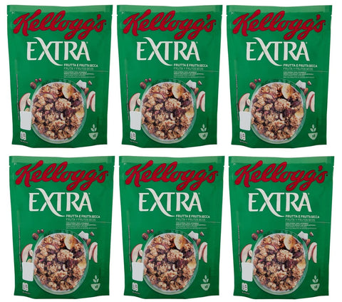 Kellogg's Extra Frutta E Frutta Secca Lot De 6 Flocons D'avoine Croustillants Aux Fruits Déshydratés 375 G
