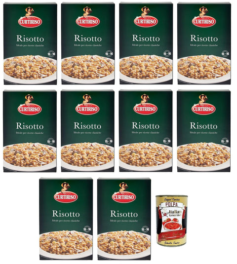Curtiriso Riso Risotti 100 % Riz Italien, Idéal Pour Les Risottos, 16 Minutes, Paquet De 1 Kg + Boîte Italienne Gourmet Polpa Di Pomodoro 400 G
