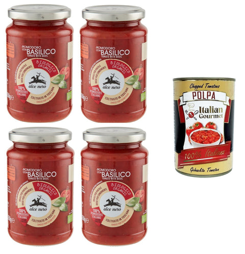 Alce Nero Pomodoro Con Basilico Tomate Avec Basilic 4 X 350 G + Polpa Italian Gourmet 400 G