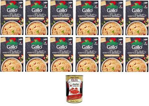 Gallo Risotto Perfetto Funghi Porcini, Préparation Pour Risotto Aux Cèpes, 100% Riz Italien, 175 G + Italian Gourmet Polpa 400gr