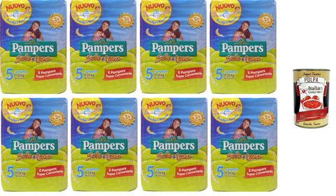Sole E Luna Maxi N°5 Junior Il Est Absorbant, Enveloppé, Confortable De 11 À 25 Kg 8 Paquets De 16 Pièces + Italian Gourmet Polpa 400 G