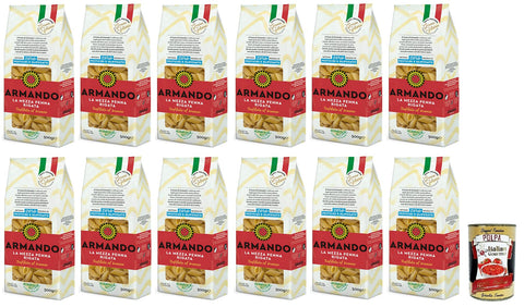 Armando La Mezza Penna Rigata Lot De 12 Pâtes 100 % Italiennes 500 G + Boîte De 400 G