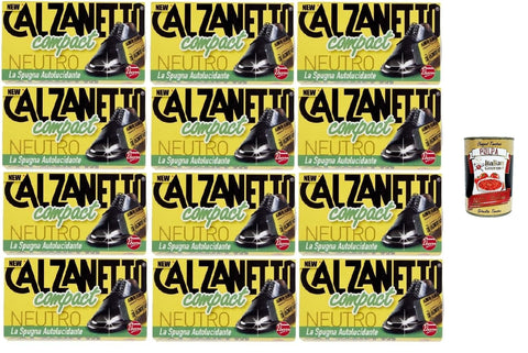 Calzanetto Compact Spugna Lot De 12 Éponges Auto-Polies Neutres – Nettoie, Polit, Renouvelle Et Protège + Italian Gourmet Polpa 400g