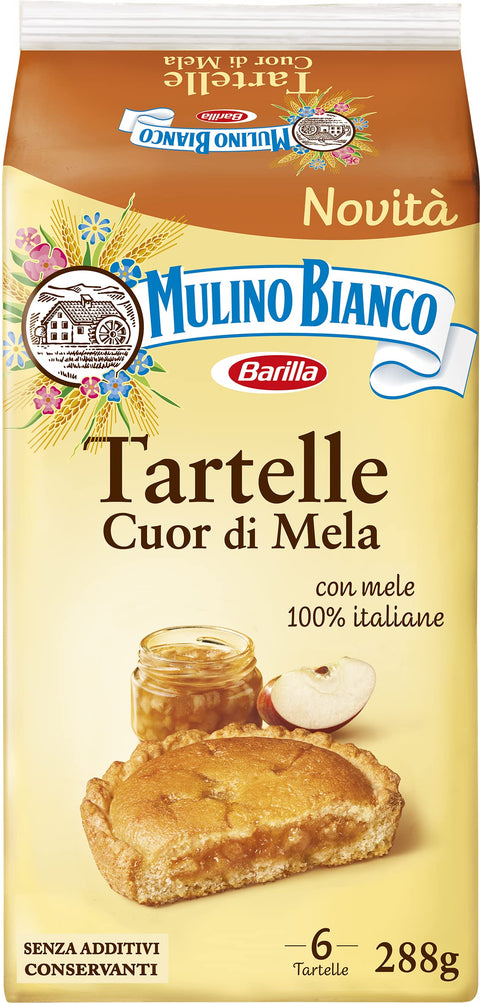 Mulino Bianco Tartelle Cuor Di Mela, Tortine Avec Mele 100 % Italienne, Pan Di Spagna E Pasta Frolla, Senza Olio Di Palma E Senza Additivi Conservanti, Confezione Avec 6 Tartelle