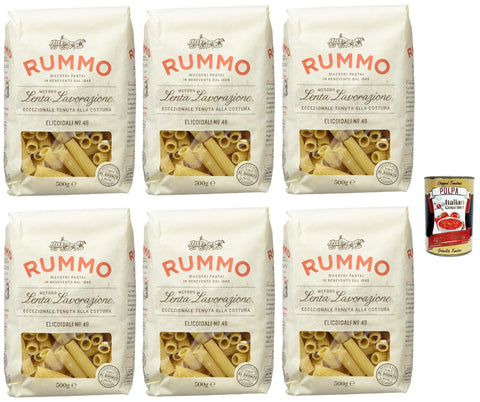 Rummo Elicoidali No. 49, Durum Pâtes Sémoraires, Italiennes Pasta Italian Noodles 6x 500 G Pack + Italian Gourmet Polpa Di Pomodoro 400 G