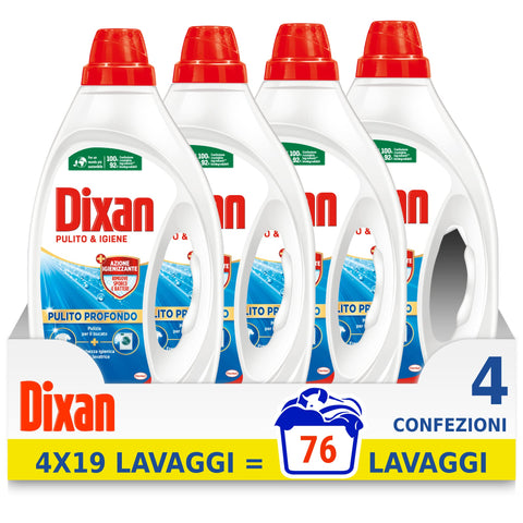 Dixan Lessive Machine À Laver Liquide Hygiénique, 19 X 4 Lavages
