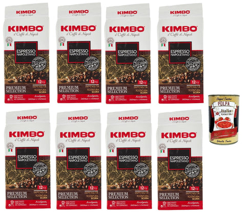 Kimbo Espresso Napoletano, Caffe' Italiano, Caffè Macinato, Italian Café Moulu, Convient Pour Cafetière Moka, Lot De 8x 250 Gr + Italian Gourmet Polpa 400g