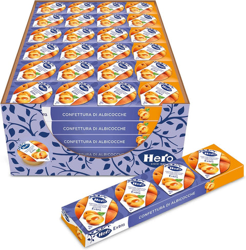 Hero Poker Apricot Jam, Confiture Et Extra Jam, Fruits De Haute Qualité, Sans Conservateurs Et Sans Colorants, 30 Paquets De 100 Grammes (4 Portions Individuelles X 25 Grammes)