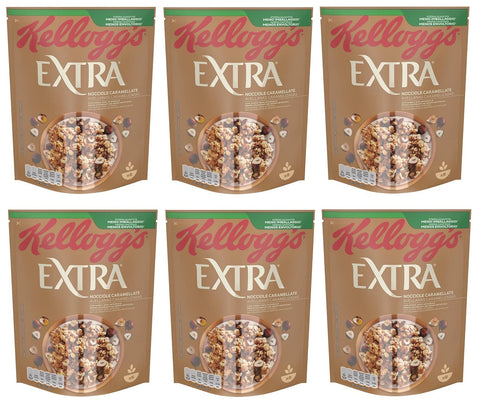 Kellogg's Extra Nocciole Lot De 6 Flocons D'avoine Croustillants Avec Noisettes Caramélisées 100 % Grains Entiers 375 G