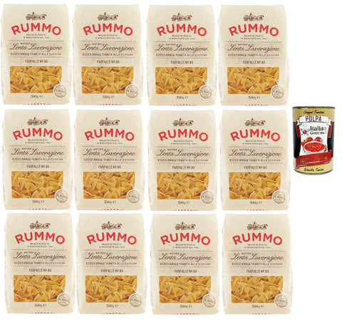 Rummo Farfalle N° 85, Durum Pâtes Sémoraires, Italiennes Pasta Italian Noodles 12x 500 G Pack + Italian Gourmet Polpa Di Pomodoro 400 G