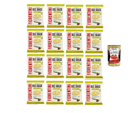 Fiorentini gli Originali Rice Snack Olio di Oliva snack à l'huile d'olive 16x40gr + Italian Gourmet polpa 400gr
