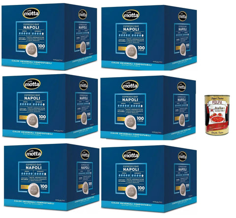 Caffè Motta, Espresso Bar Napoli Napoletano, Cialde Compostabili, Cialde Ese 44mm, 6x Box Lot De 100 Dosettes De Café + Italian Gourmet Polpa 400g