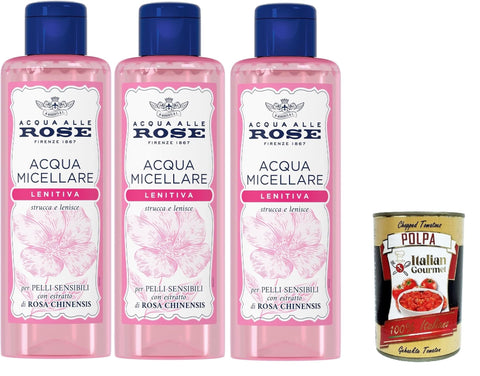 Acqua Alle Rose Acqua Micellare Lenitiva Per Pelli Sensibili Eau Micellaire Apaisante Pour Peaux Sensibles 3 X 200 Ml + Italian Gourmet Polpa 400 G