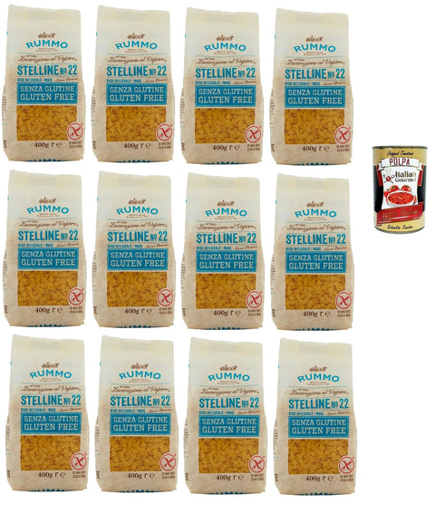 Rummo Pasta Stelline N° 22 Senza Glutine, Gluten Free, 100% Pâtes Italiennes De Pâtes-Gluten 12x 400g+ Italian Gourmet Polpa 400g