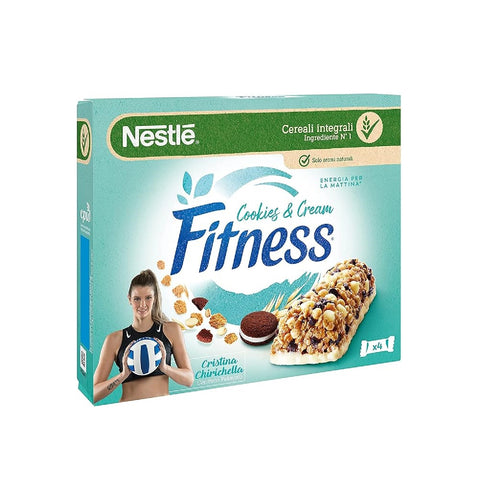 Nestlé Fitness Cookies & Cream Barres de muesli aux morceaux de biscuits au cacao et aux morceaux de chocolat blanc (4 x 23,5 g) 8 x 94 g