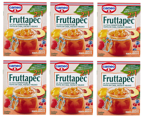 Lot De 6 Cameo Fruttapec Gusto Equilibrato Préparés Pour Confiture Maison 75 G ( Contient 3 Sachets De 25 G )