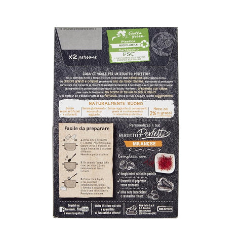 Gallo Risotto Perfetto Milanese 175g Mélange pour risotto milanais, riz 100 % italien, 6 x 175 g + Italian Gourmet polpa 400g