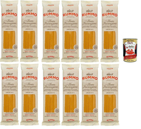 Rummo Linguine N° 13, Durum Pâtes Sémoraires, Italiennes Pasta Italian Noodles 12x 500 G Pack + Italian Gourmet Polpa Di Pomodoro 400 G