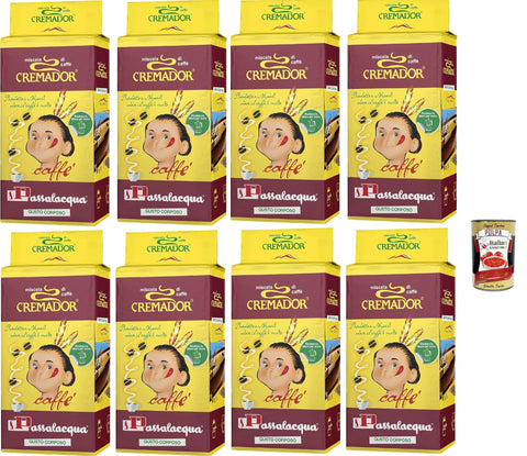 Passalacqua Caffè Cremador, Macinato, Caffè Macinato, Caffe' Italiano, Caffè Macinato, Italian Café Moulu, Convient Pour Cafetière Moka, Lot De 8x 250g + Italian Gourmet Polpa 400g