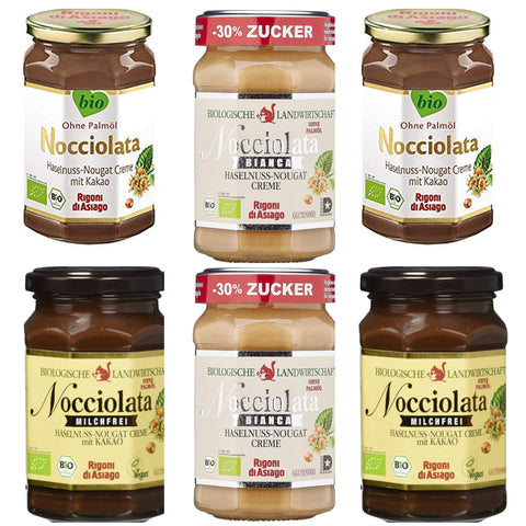 Rigoni Di Asiago Mix Box Lot De 6 Crèmes De Noisettes, Sans Lait Et Bianca, 270 G