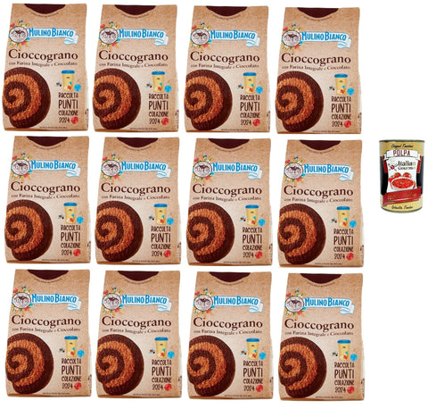 Mulino Bianco Cioccograno, Biscotti Con Farina Integrale E Cioccolato, Biscuits Avec De La Farine Complète Et Du Chocolat, 12x 330g + Italian Gourmet Polpa 400g