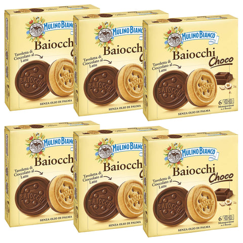 Mulino Bianco Baiocchi Choco - Biscuits Italiens À La Crème Chocolatée 144g X 6 Parcelles