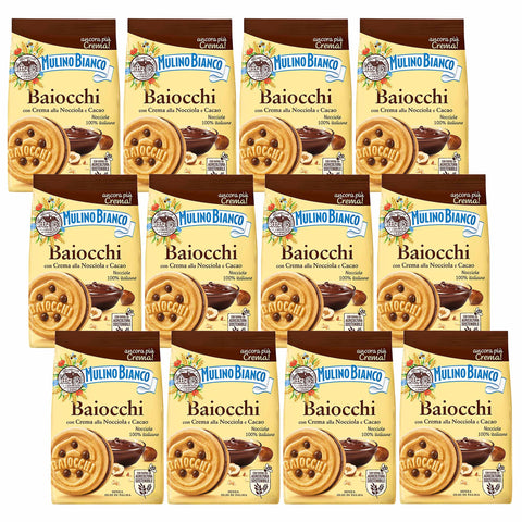 Mulino Bianco Baiocchi - Biscuits Sablés À La Crème De Noisette Et Cacao 260g (Cacao, X12)
