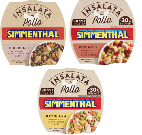 Pack De Test Simmenthal Insalata Di Pollo 5 Cereali, Piccante, Ortolana Salade De Poulet 3 X 160b