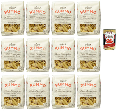 Rummo Elicoidali No. 49, Durum Pâtes Sémoraires, Italiennes Pasta Italian Noodles 12x 500 G Pack + Italian Gourmet Polpa Di Pomodoro 400 G