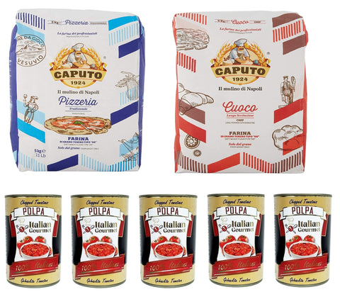 Pack De Test Caputo Cuoco Farina Farine De Pizza 5 Kg Pizzaeria 5 Kg Et Italian Gourmet Polpa Di Pomodoro Pâte De Tomates Finement Hachée 5 X 400 G