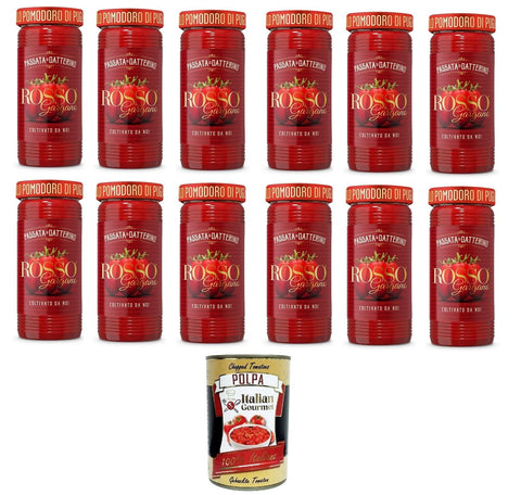 Rosso Gargano- Passata di Datterino purée de tomates datterino 12x290gr + + Italian Gourmet Polpa di Pomodoro 400g