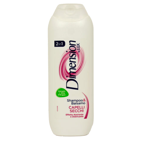 6x Dimension by Lux 2 in 1 Shampoo e Balsamo Capelli Secchi  Shampoing et après-shampoing aux extraits d'huile d'argan 250 ml