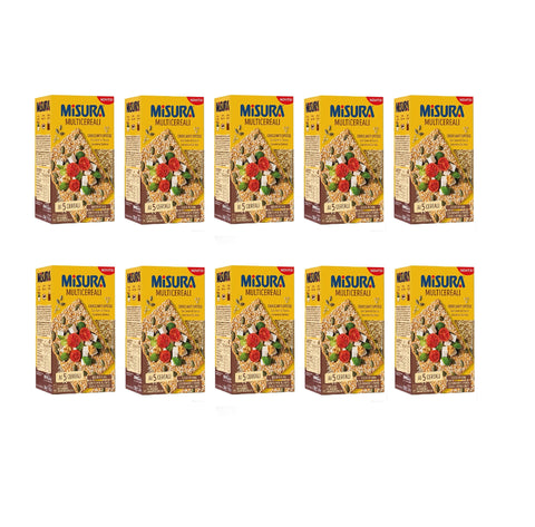 10x Misura Multicereali cracker croccanti ai 5 cereali con semi di zucca, sesamo e quinoa Craquelins croustillants aux 5 céréales avec graines de citrouille, graines de sé 200gr